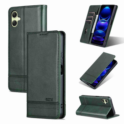 For Galaxy A08 5G/A07 5G AZNS Magnetic Calf Texture Flip Leather Phone Case(Dark Green)