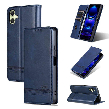 For Galaxy A08 5G/A07 5G AZNS Magnetic Calf Texture Flip Leather Phone Case(Dark Blue)
