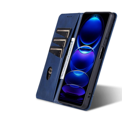 For Galaxy A08 5G/A07 5G AZNS Magnetic Calf Texture Flip Leather Phone Case(Dark Blue)