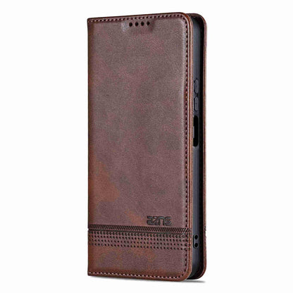 For Galaxy A08 5G/A07 5G AZNS Magnetic Calf Texture Flip Leather Phone Case(Dark Brown)
