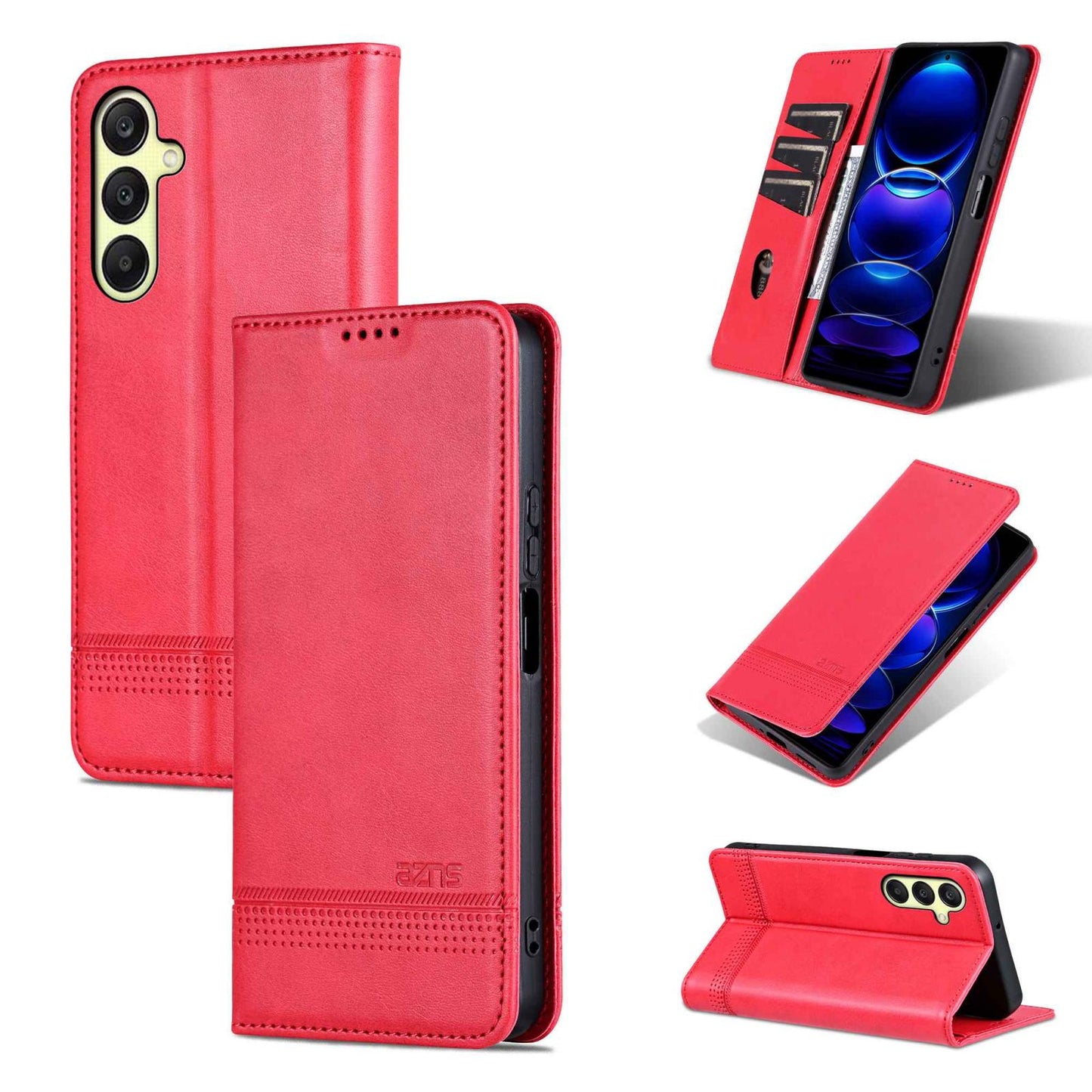 For Galaxy A18 5G/A17 5G AZNS Magnetic Calf Texture Flip Leather Phone Case(Red)