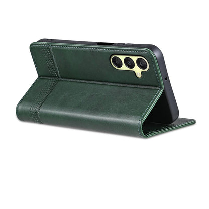 For Galaxy A18 5G/A17 5G AZNS Magnetic Calf Texture Flip Leather Phone Case(Dark Green)