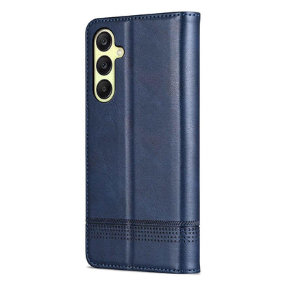 For Galaxy A18 5G/A17 5G AZNS Magnetic Calf Texture Flip Leather Phone Case(Dark Blue)