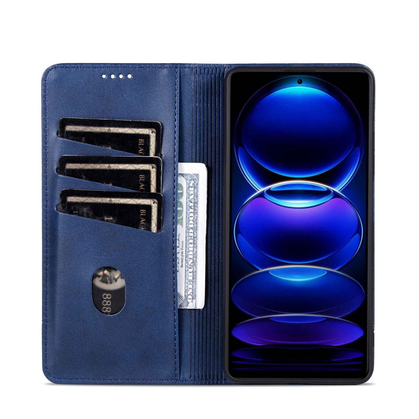 For Galaxy A18 5G/A17 5G AZNS Magnetic Calf Texture Flip Leather Phone Case(Dark Blue)