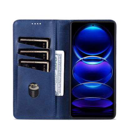 For Galaxy A18 5G/A17 5G AZNS Magnetic Calf Texture Flip Leather Phone Case(Dark Blue)