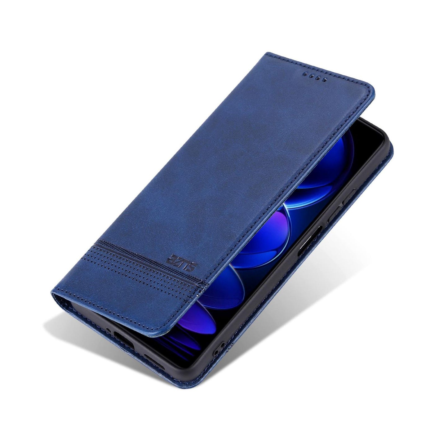 For Galaxy A18 5G/A17 5G AZNS Magnetic Calf Texture Flip Leather Phone Case(Dark Blue)