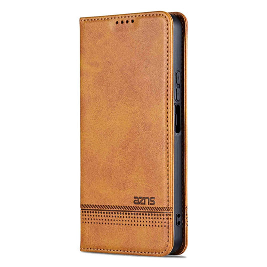 For Galaxy A18 5G/A17 5G AZNS Magnetic Calf Texture Flip Leather Phone Case(Light Brown)
