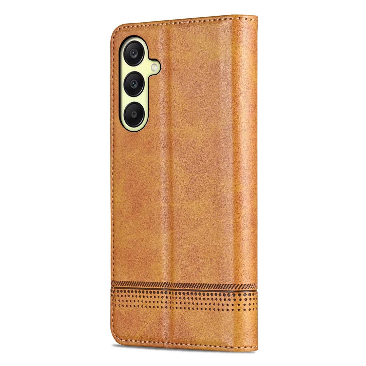 For Galaxy A18 5G/A17 5G AZNS Magnetic Calf Texture Flip Leather Phone Case(Light Brown)