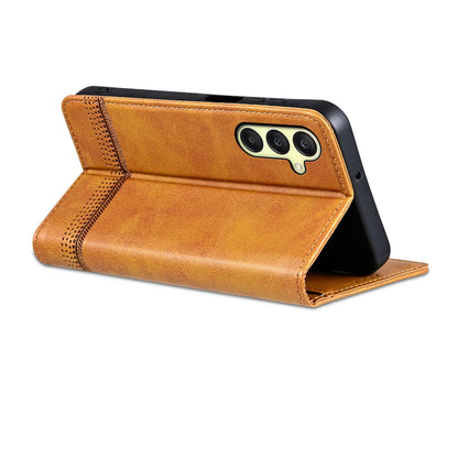 For Galaxy A18 5G/A17 5G AZNS Magnetic Calf Texture Flip Leather Phone Case(Light Brown)