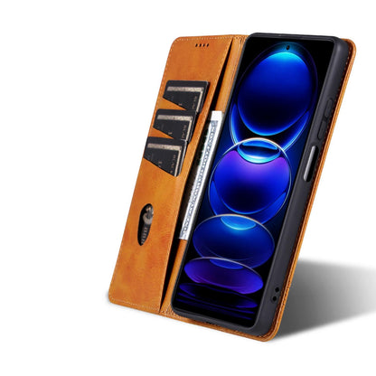 For Galaxy A18 5G/A17 5G AZNS Magnetic Calf Texture Flip Leather Phone Case(Light Brown)