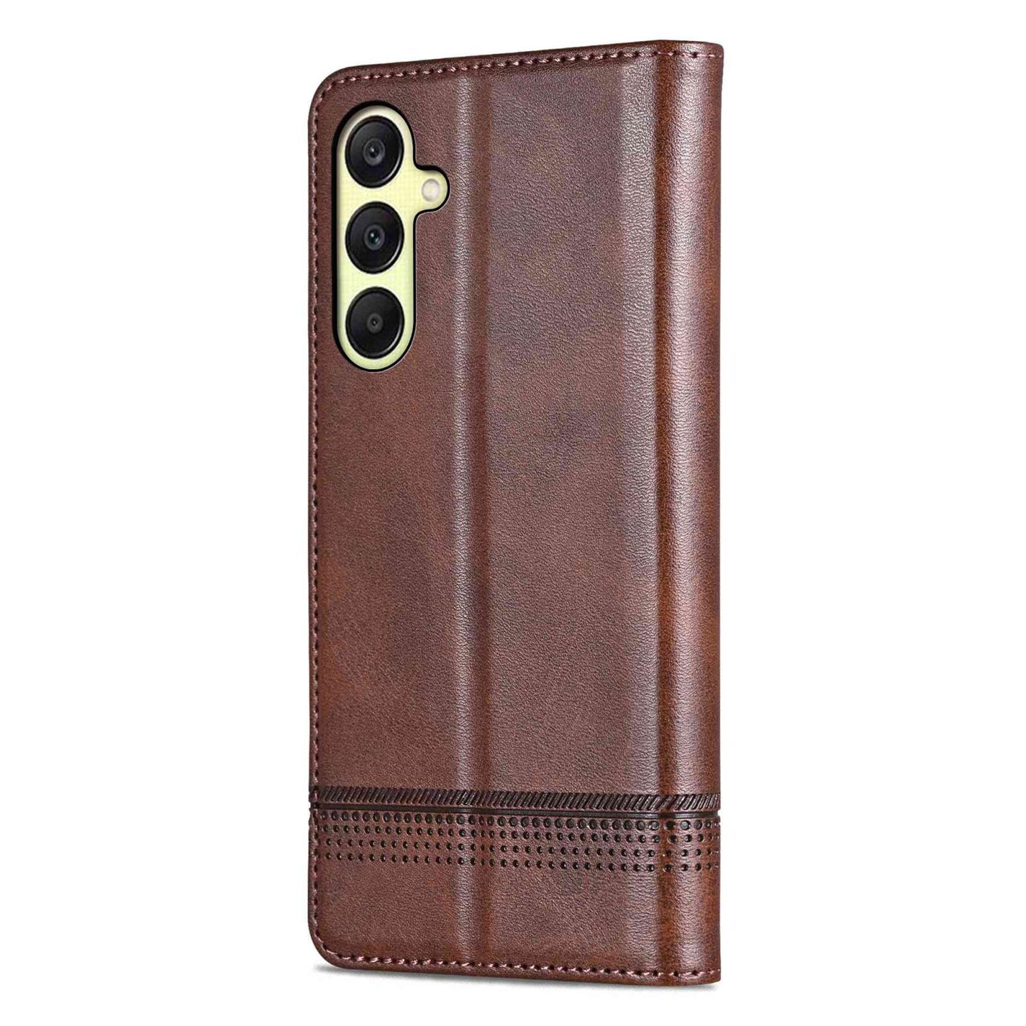For Galaxy A18 5G/A17 5G AZNS Magnetic Calf Texture Flip Leather Phone Case(Dark Brown)