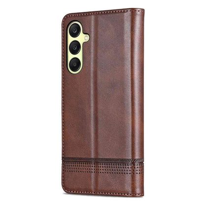 For Galaxy A18 5G/A17 5G AZNS Magnetic Calf Texture Flip Leather Phone Case(Dark Brown)