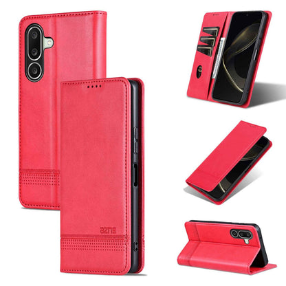 For Galaxy A27 5G AZNS Magnetic Calf Texture Flip Leather Phone Case(Red)