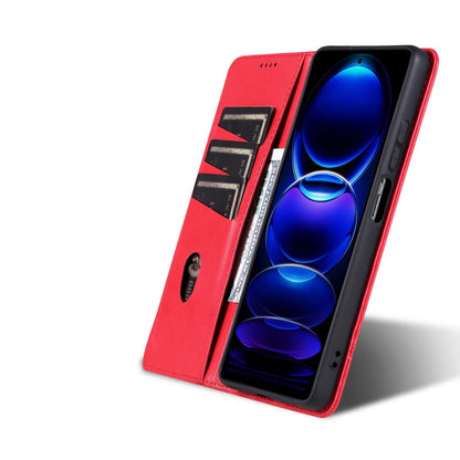 For Galaxy A27 5G AZNS Magnetic Calf Texture Flip Leather Phone Case(Red)