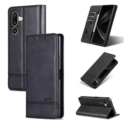 For Galaxy A27 5G AZNS Magnetic Calf Texture Flip Leather Phone Case(Black)