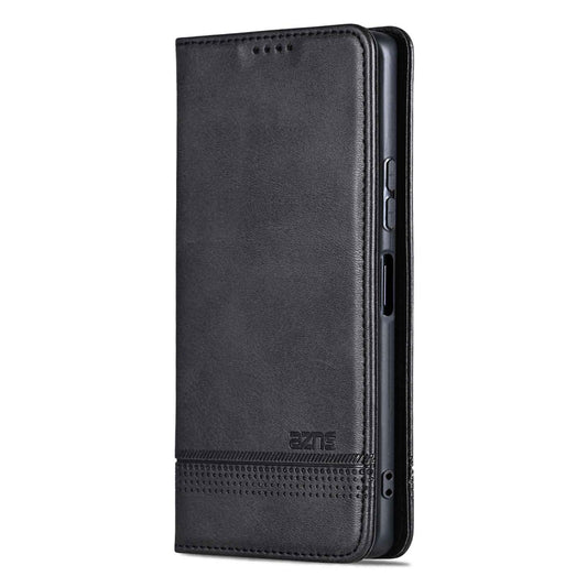 For Galaxy A27 5G AZNS Magnetic Calf Texture Flip Leather Phone Case(Black)