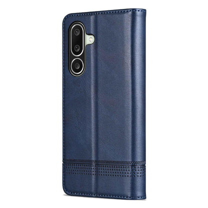 For Galaxy A27 5G AZNS Magnetic Calf Texture Flip Leather Phone Case(Dark Blue)