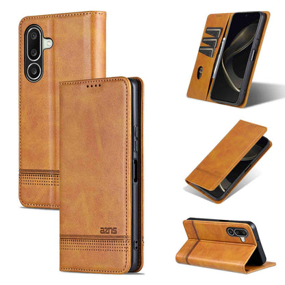 For Galaxy A27 5G AZNS Magnetic Calf Texture Flip Leather Phone Case(Light Brown)