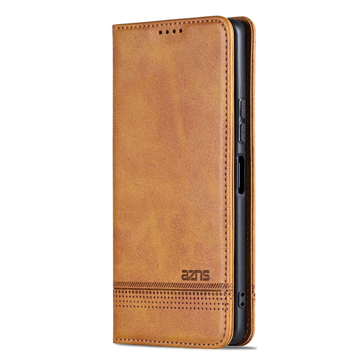 For Galaxy A27 5G AZNS Magnetic Calf Texture Flip Leather Phone Case(Light Brown)
