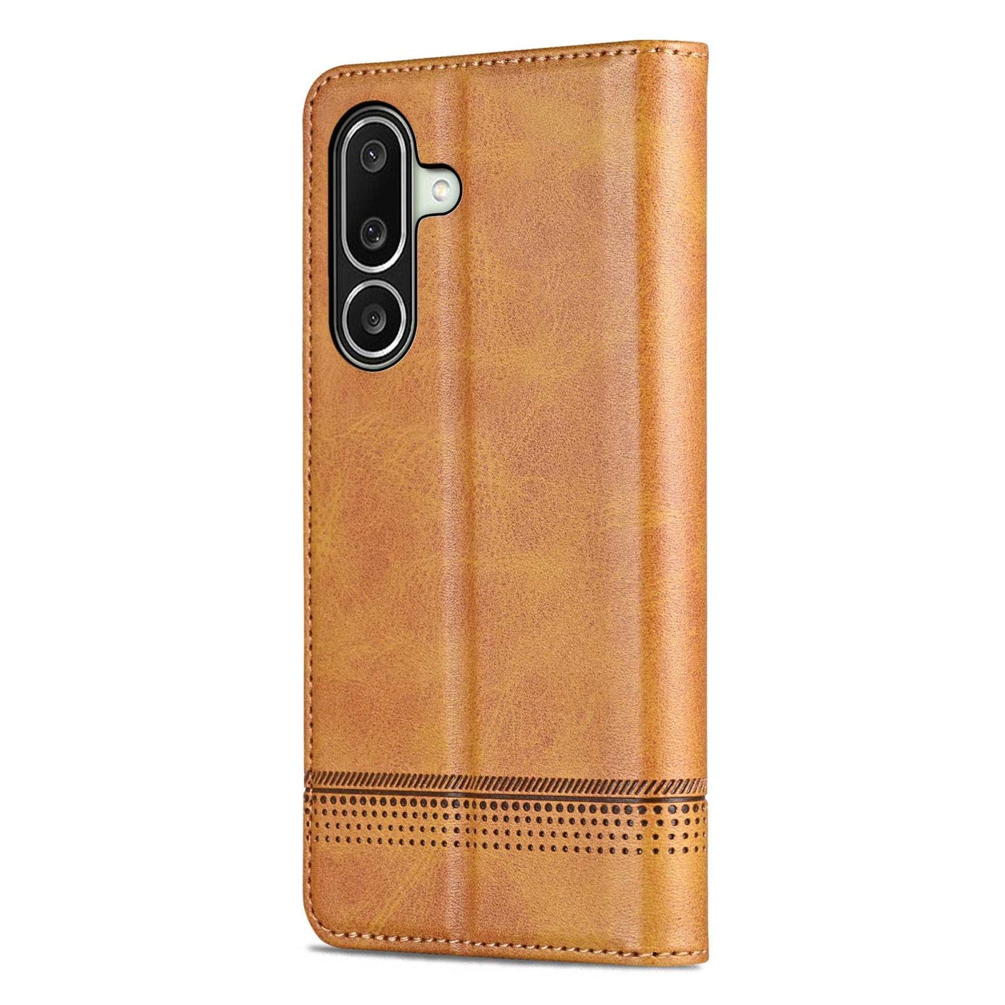 For Galaxy A27 5G AZNS Magnetic Calf Texture Flip Leather Phone Case(Light Brown)