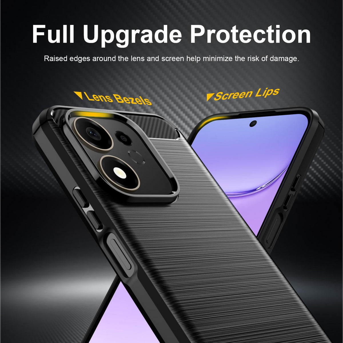 For Honor 600 Smart 5G Carbon Fiber Brushed Texture TPU Phone Case - Black - EDA006224736A