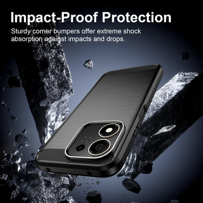 For Honor 600 Smart 5G Carbon Fiber Brushed Texture TPU Phone Case - Black - EDA006224736A