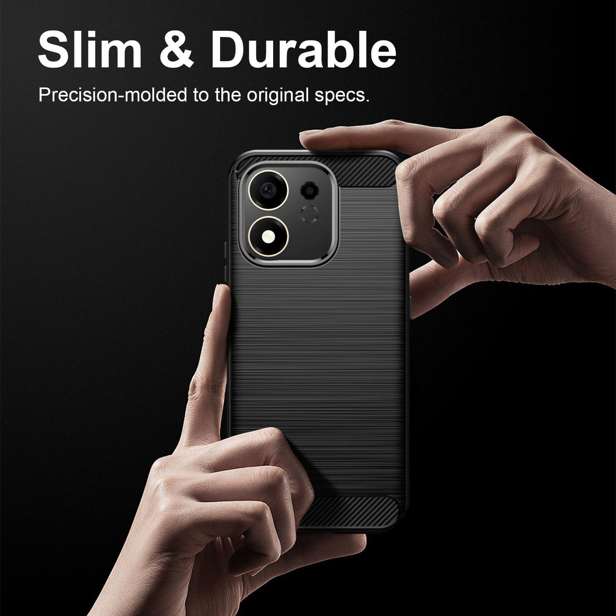 For Honor 600 Smart 5G Carbon Fiber Brushed Texture TPU Phone Case - Black - EDA006224736A