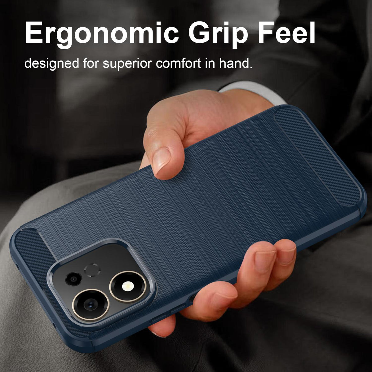 For Honor 600 Smart 5G Carbon Fiber Brushed Texture TPU Phone Case - Blue - EDA006224736B