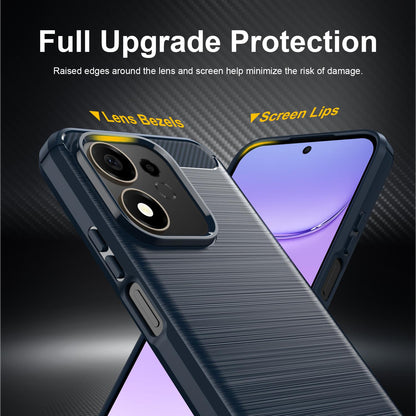 For Honor 600 Smart 5G Carbon Fiber Brushed Texture TPU Phone Case - Blue - EDA006224736B