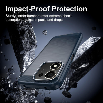 For Honor 600 Smart 5G Carbon Fiber Brushed Texture TPU Phone Case - Blue - EDA006224736B