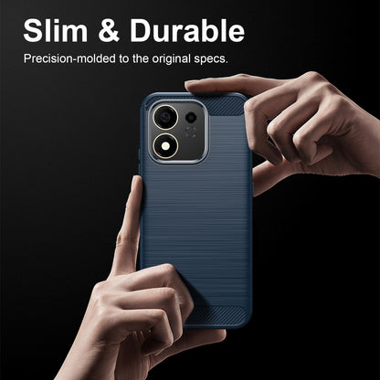 For Honor 600 Smart 5G Carbon Fiber Brushed Texture TPU Phone Case - Blue - EDA006224736B