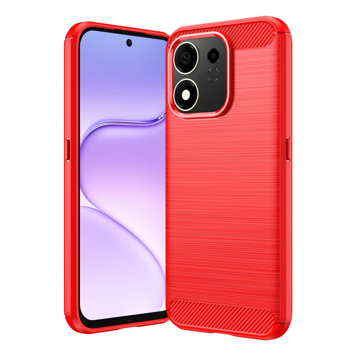 For Honor 600 Smart 5G Carbon Fiber Brushed Texture TPU Phone Case - Red - EDA006224736C