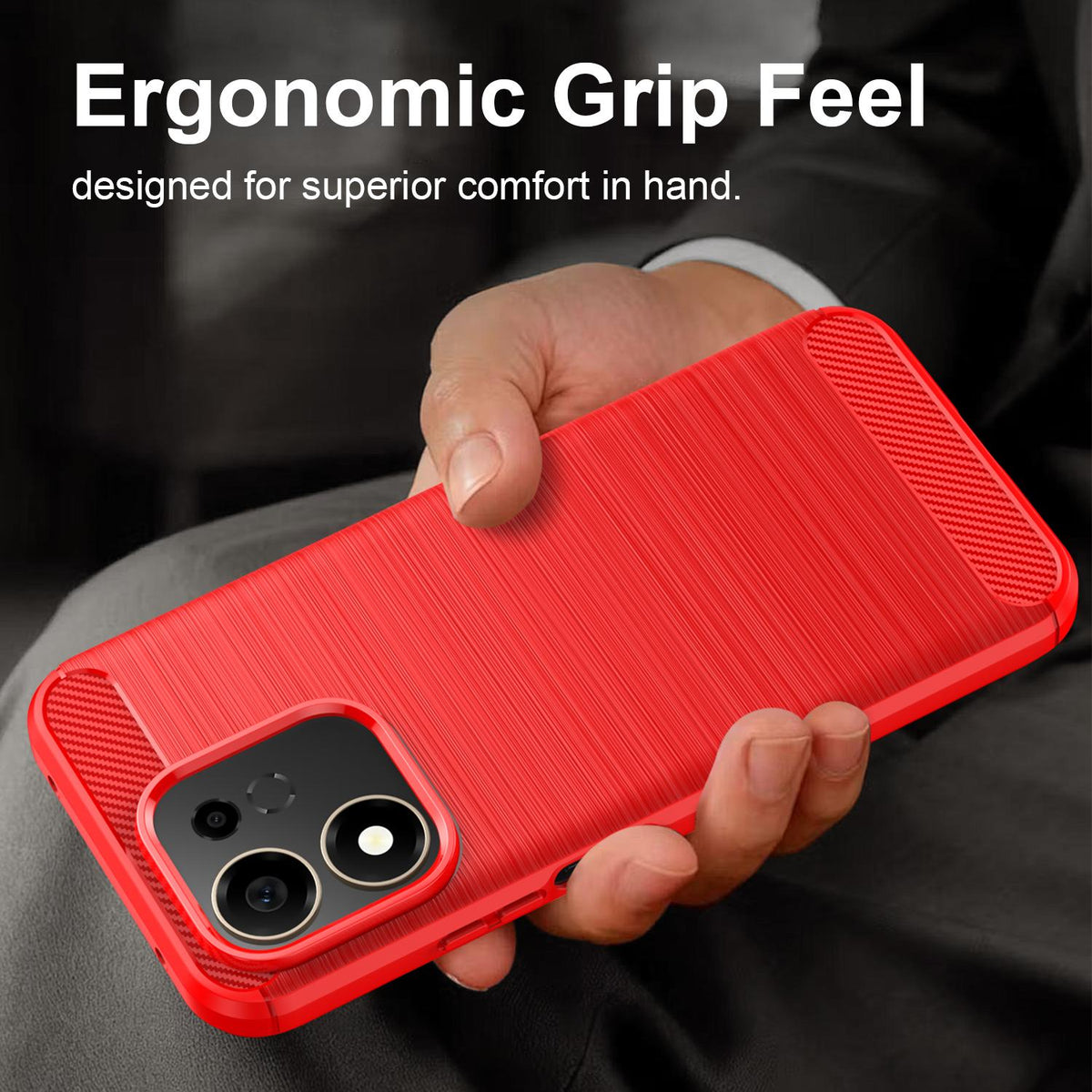 For Honor 600 Smart 5G Carbon Fiber Brushed Texture TPU Phone Case - Red - EDA006224736C