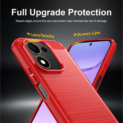 For Honor 600 Smart 5G Carbon Fiber Brushed Texture TPU Phone Case - Red - EDA006224736C