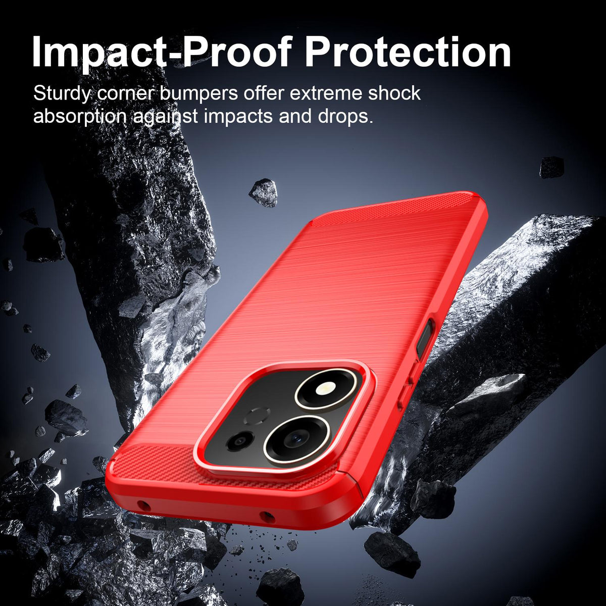 For Honor 600 Smart 5G Carbon Fiber Brushed Texture TPU Phone Case - Red - EDA006224736C