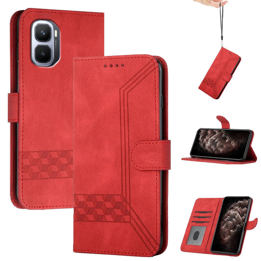 For Infinix GT 50 Pro 5G Cubic Skin Feel Flip Leather Phone Case - Red - EDA006233439E