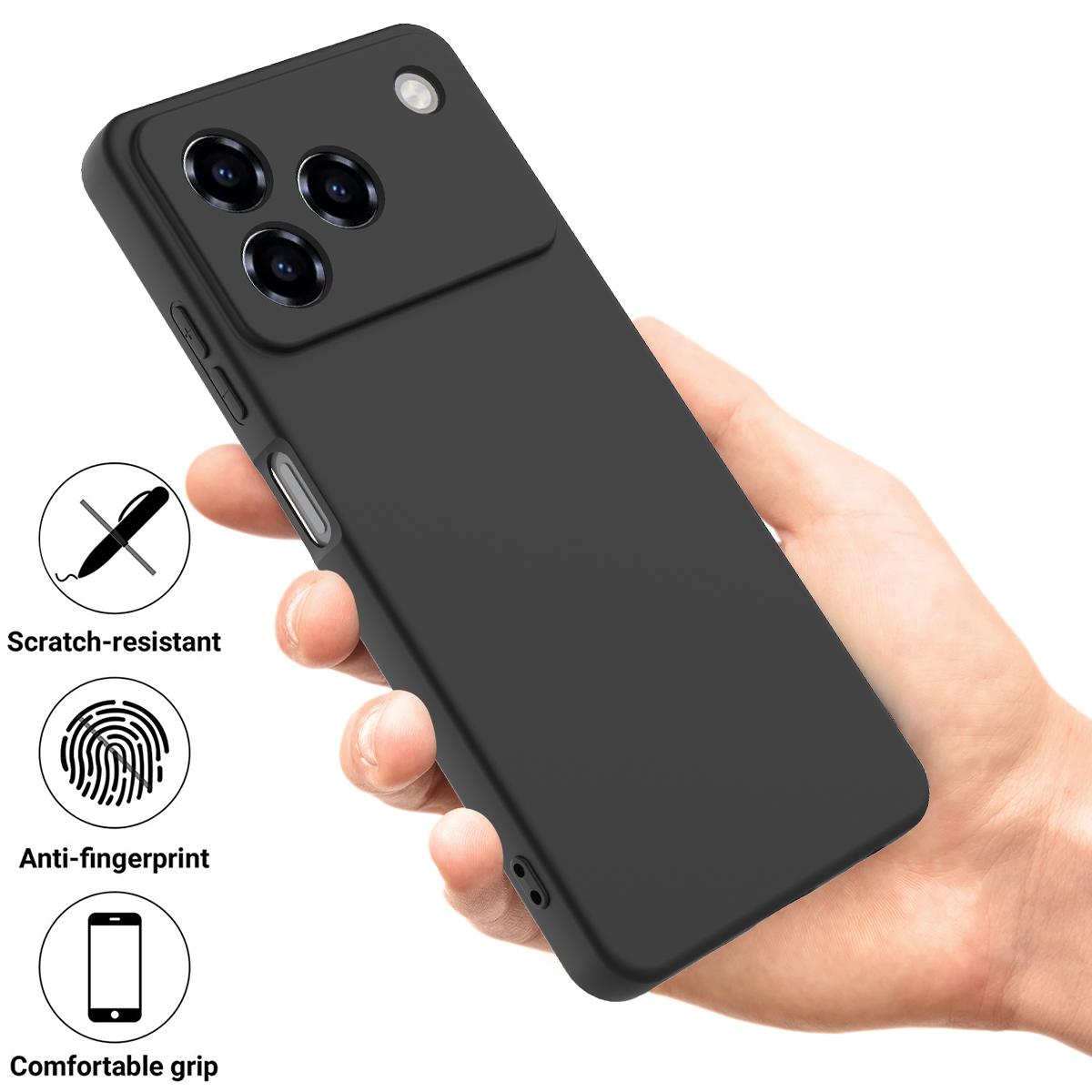 For ZTE Blade A76 4G Solid Color Liquid Silicone Dropproof Full Coverage Phone Case - Black - EDA006291817A