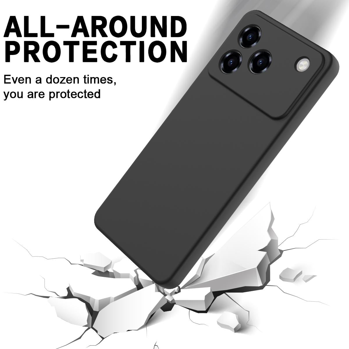For ZTE Blade A76 4G Solid Color Liquid Silicone Dropproof Full Coverage Phone Case - Black - EDA006291817A
