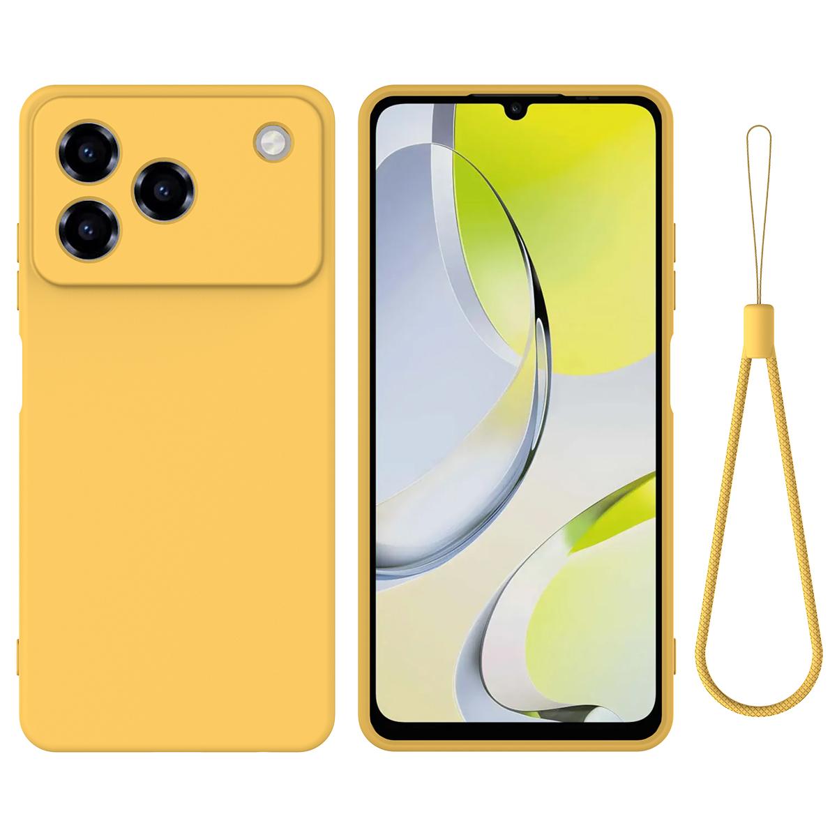 For ZTE Blade A76 4G Solid Color Liquid Silicone Dropproof Full Coverage Phone Case - Yellow - EDA006291817B