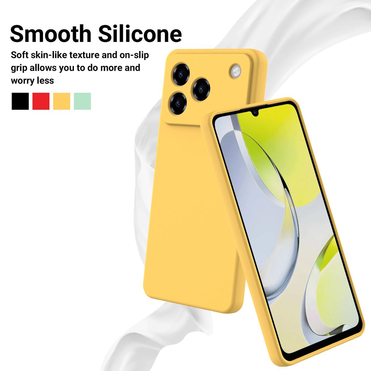 For ZTE Blade A76 4G Solid Color Liquid Silicone Dropproof Full Coverage Phone Case - Yellow - EDA006291817B