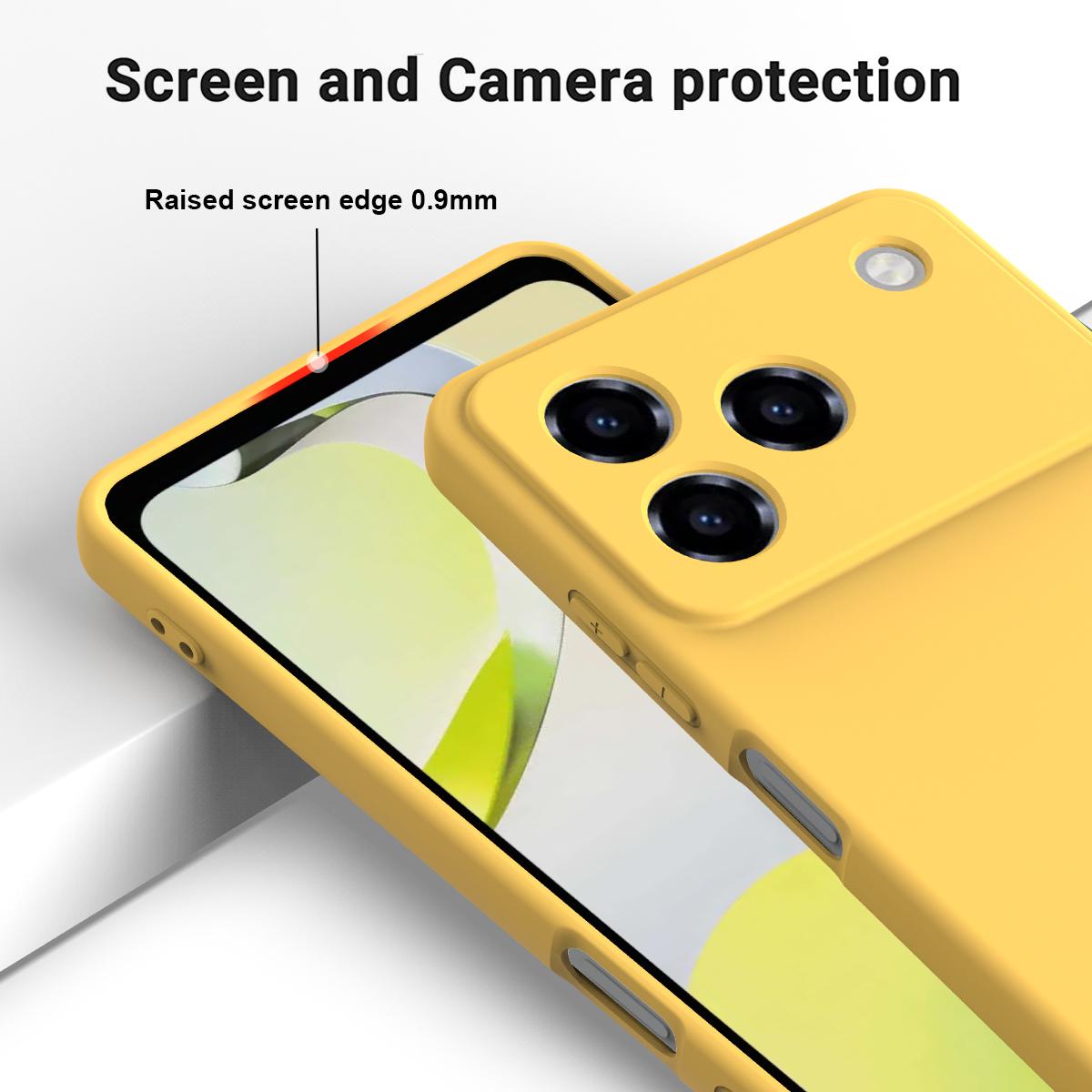 For ZTE Blade A76 4G Solid Color Liquid Silicone Dropproof Full Coverage Phone Case - Yellow - EDA006291817B