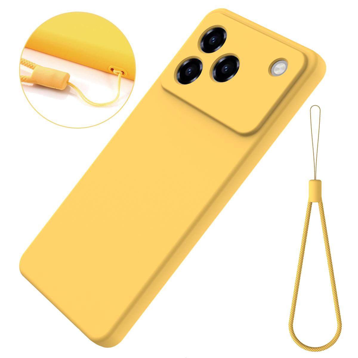 For ZTE Blade A76 4G Solid Color Liquid Silicone Dropproof Full Coverage Phone Case - Yellow - EDA006291817B