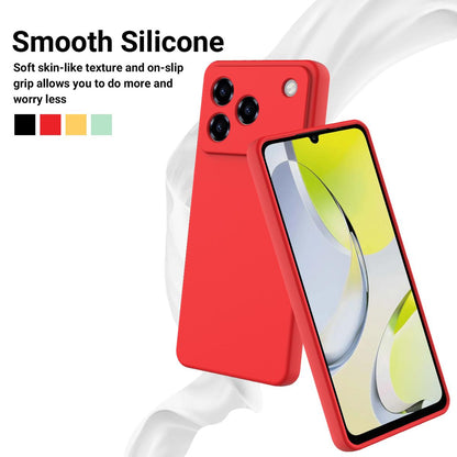 For ZTE Blade A76 4G Solid Color Liquid Silicone Dropproof Full Coverage Phone Case - Red - EDA006291817C