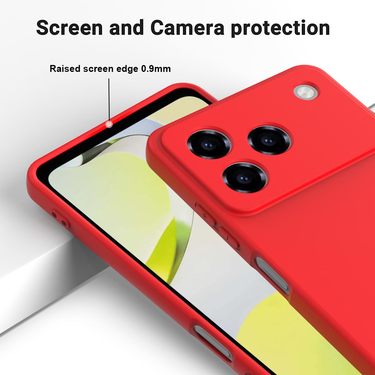For ZTE Blade A76 4G Solid Color Liquid Silicone Dropproof Full Coverage Phone Case - Red - EDA006291817C