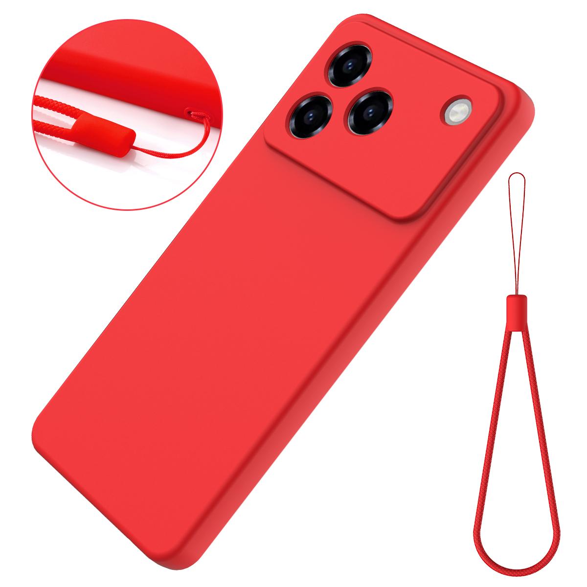 For ZTE Blade A76 4G Solid Color Liquid Silicone Dropproof Full Coverage Phone Case - Red - EDA006291817C