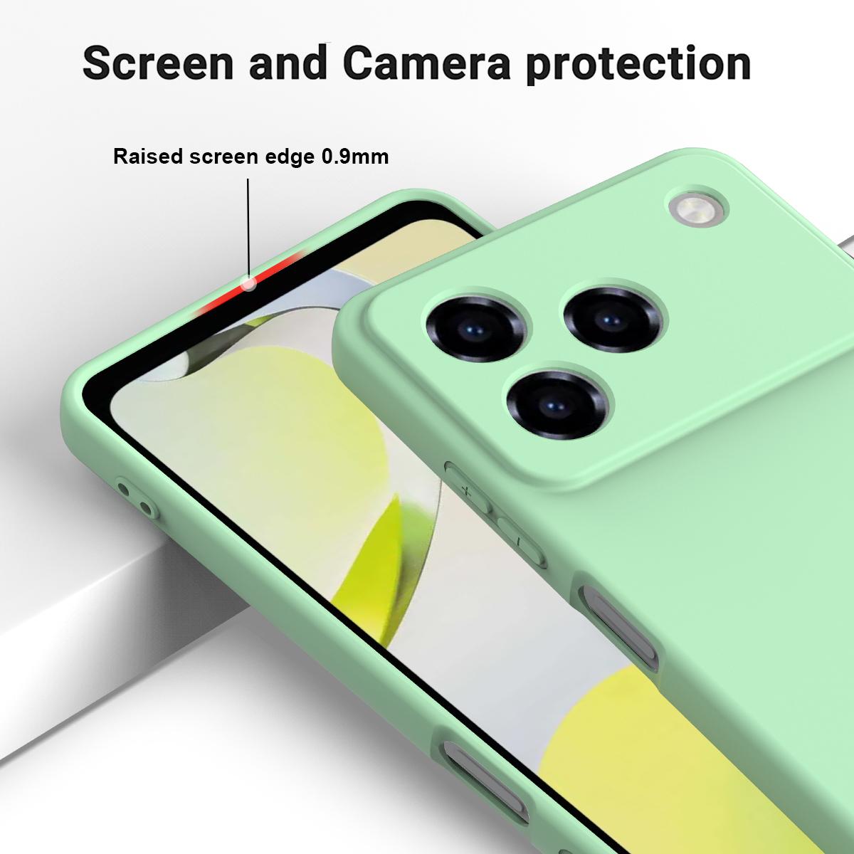 For ZTE Blade A76 4G Solid Color Liquid Silicone Dropproof Full Coverage Phone Case - Green - EDA006291817D