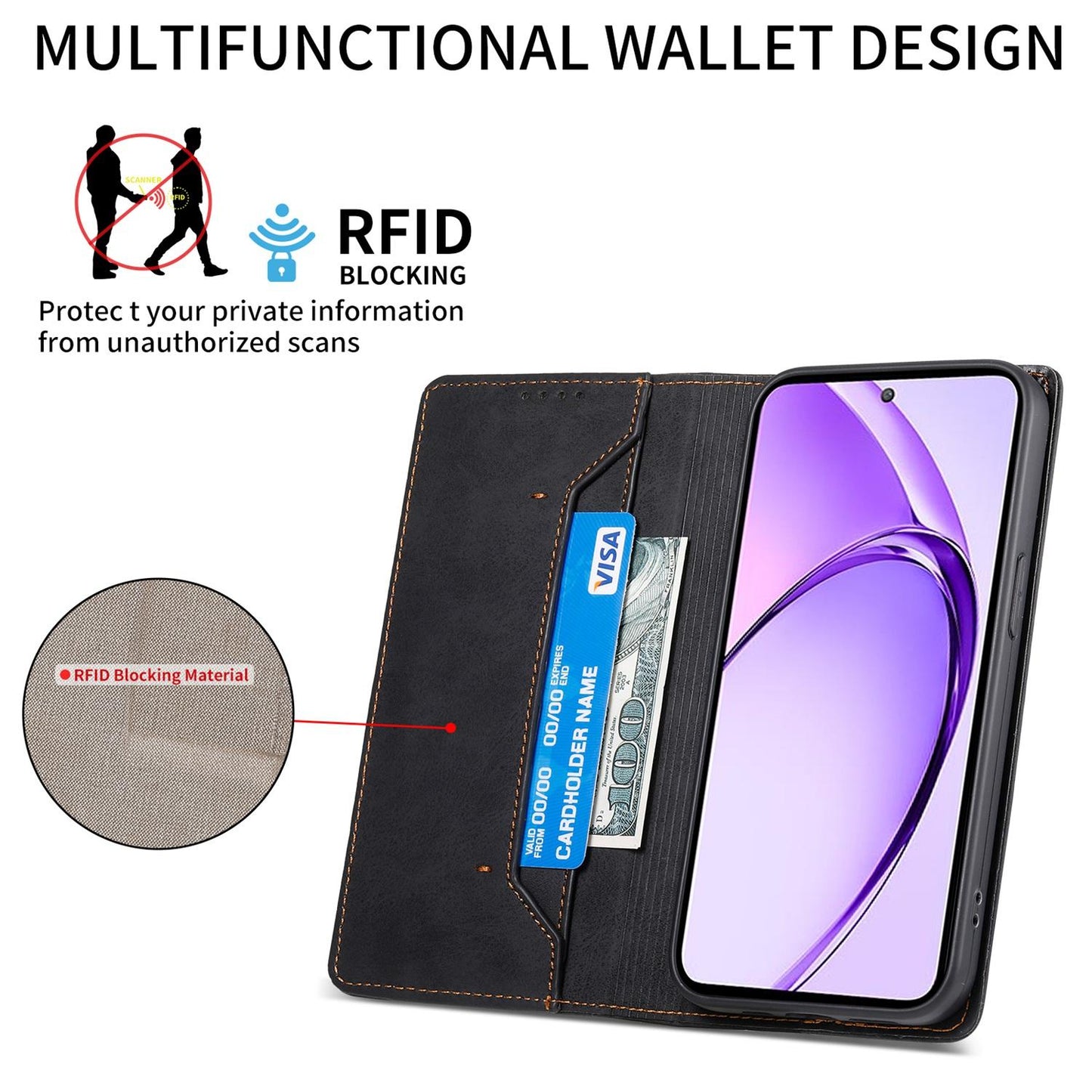 For Redmi K90 Pro Max / Poco F8 Ultra 5G Business Solid Color Magnetic RFID Leather Phone Case(Black)