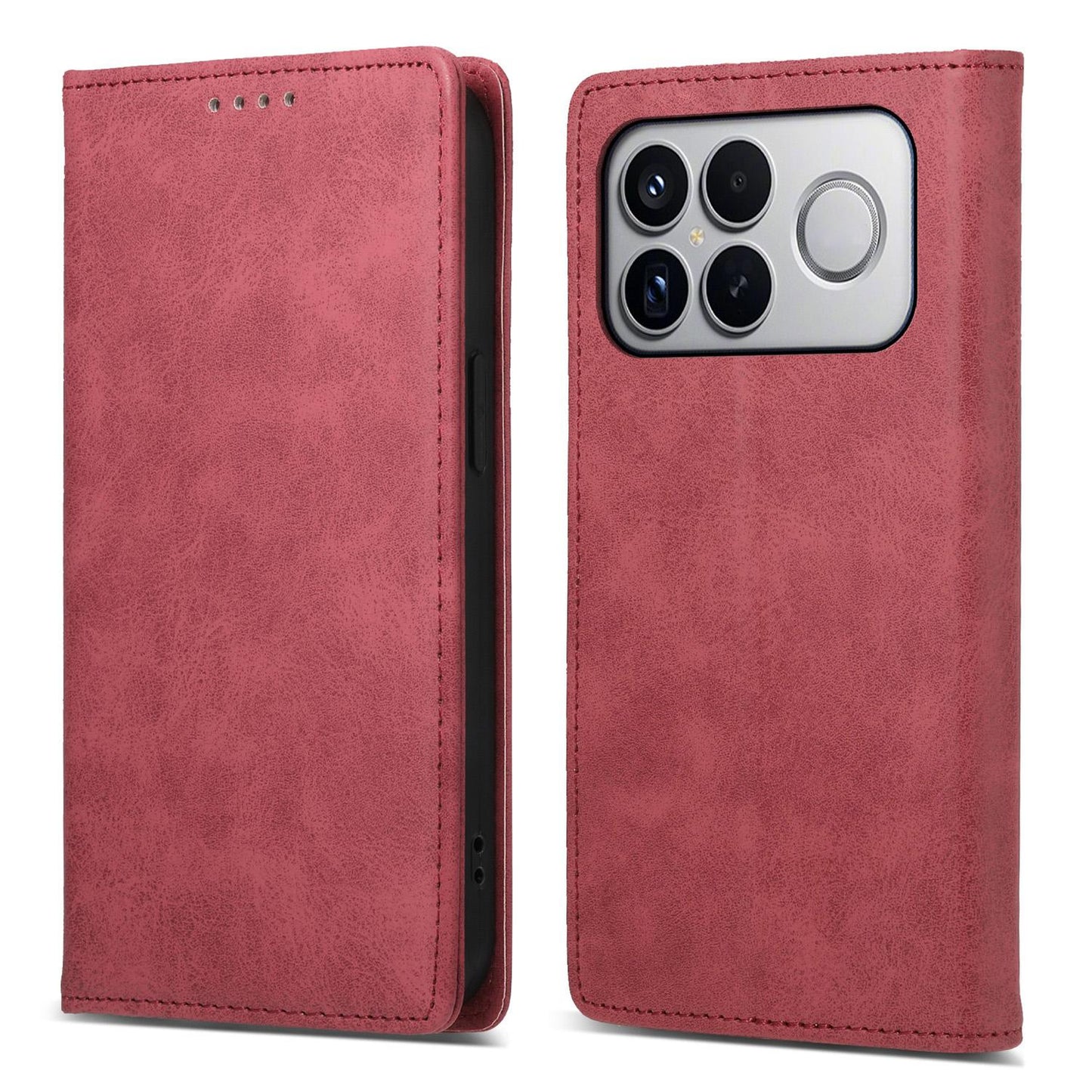 For Redmi K90 Pro Max / Poco F8 Ultra 5G Business Solid Color Magnetic RFID Leather Phone Case(Red)