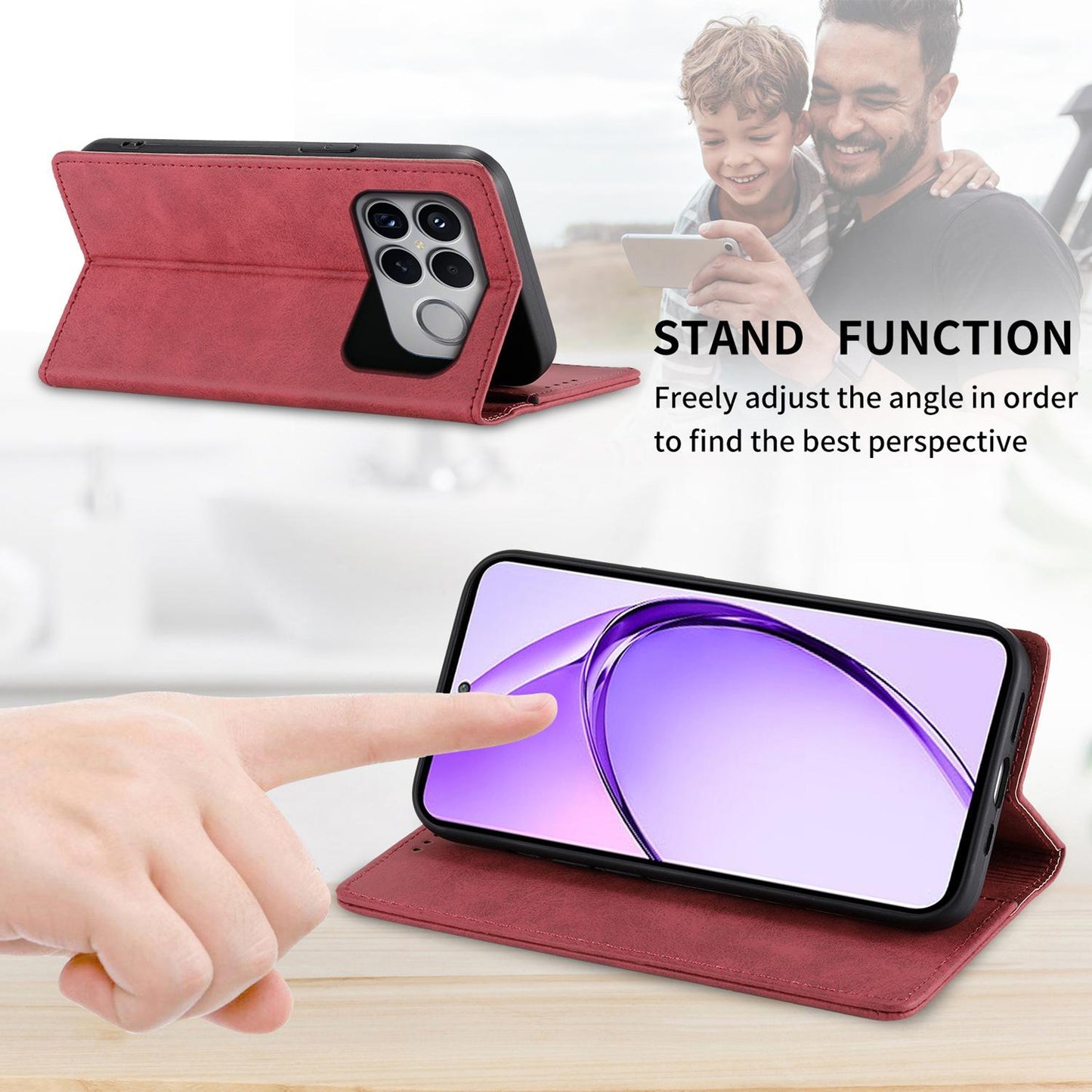 For Redmi K90 Pro Max / Poco F8 Ultra 5G Business Solid Color Magnetic RFID Leather Phone Case(Red)