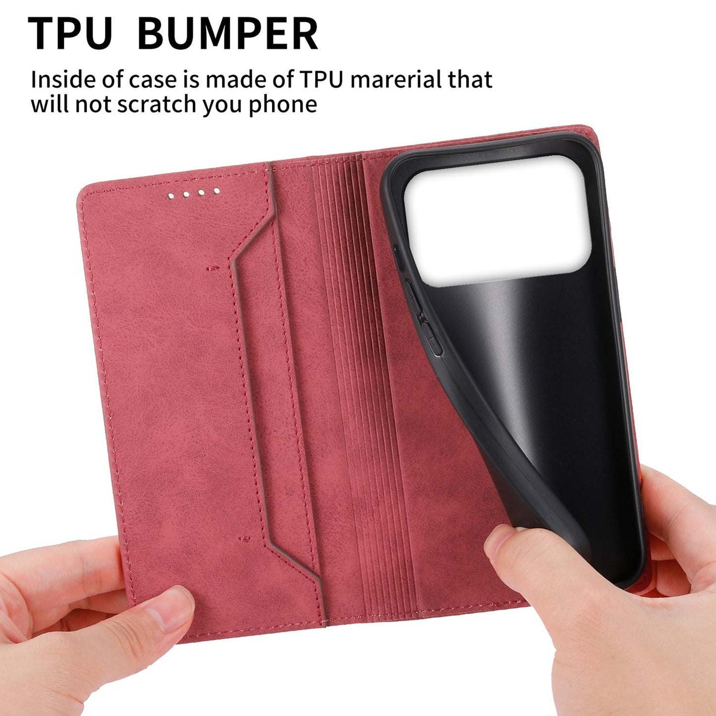 For Redmi K90 Pro Max / Poco F8 Ultra 5G Business Solid Color Magnetic RFID Leather Phone Case(Red)